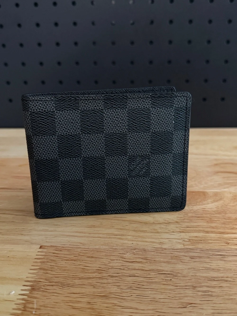 Men's Black Checkered Bifold Wallet - Unbranded
